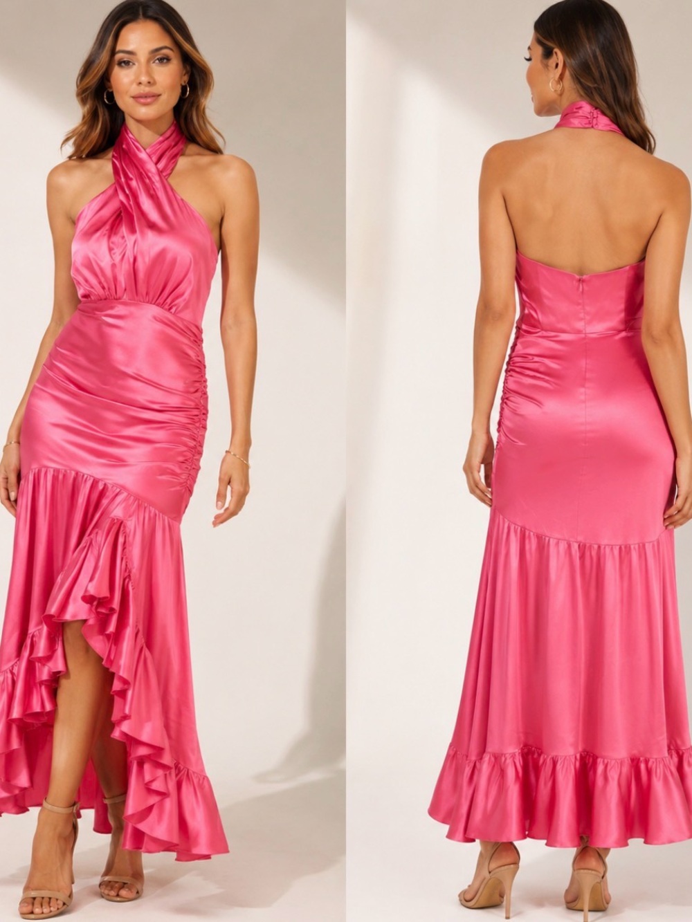NWT Cinq à Sept Arianna Silk Ruffle Midi Dress Pink Candy Size 6